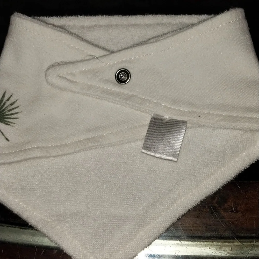 Modern Day Baby Onesize Baby bib White with a green elephant.